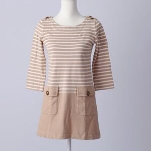 Burberry Beige and White Striped Dress